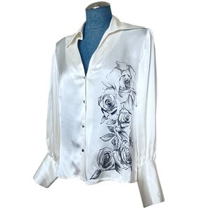 Vintage 100% Silk Floral Blouse